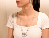 Two Birds With Moss Agate In Loop Chain